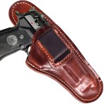 Genuine Leather IWB Belt Clip Holster - Wet Molded Leather Inside Waistband Holster - Fits 1911, Glock 17, Glock 19, Beretta 92fs